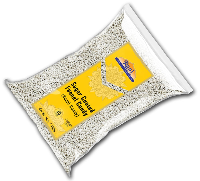 Rani Sugar Coated Fennel Candy 14oz (400g) No Color ~ Indian After Meal Digestive Treat | Vegan | Gluten Friendly | NON-GMO | Kosher | Indian Origin