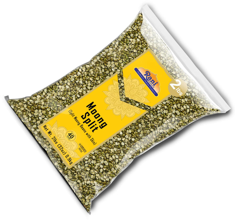 Rani Moong Split (Split Mung Beans with Skin) Lentils Indian32oz (2lbs) 908g ~ All Natural | Gluten Friendly | Non-GMO | Kosher | Vegan | Indian Origin