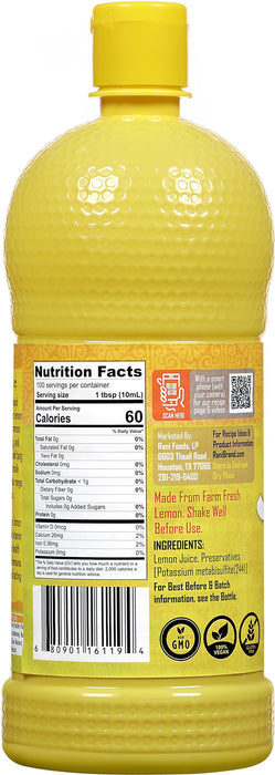 Rani Lemon Juice 33.8oz (1Litre) Vegan ~ Gluten Free | NON-GMO | Kosher | No Colors | Indian Origin