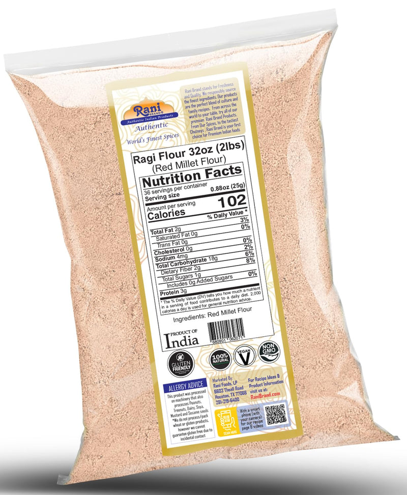 Rani Raggi Flour (Finger Millet) 2lbs (32oz) Bulk ~ All Natural | Vegan | Gluten Friendly | NON-GMO | Kosher | Indian Origin