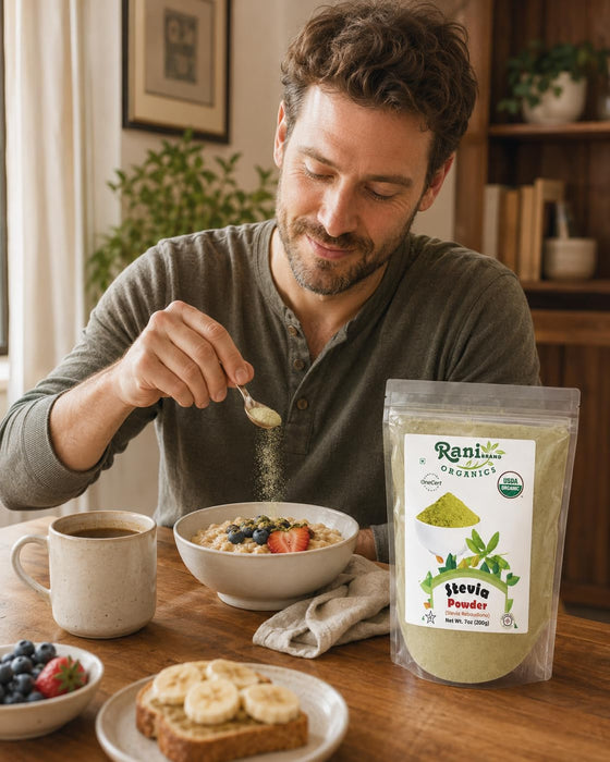 Rani Organic Stevia Powder (Stevia Rebaudiana) 7oz (200g) ~ All Natural | Vegan | Gluten Friendly | Non-GMO | Indian Origin | USDA Certified Organic