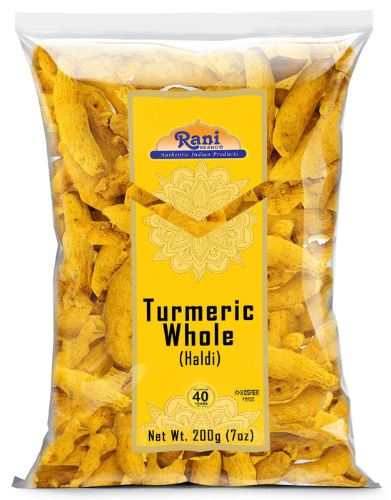 Rani Turmeric (Haldi) Root Whole Spice ~ Dried 7oz (200g) ~ All Natural | 100% Pure | Vegan | Gluten Friendly | NON-GMO | Kosher | Indian Origin