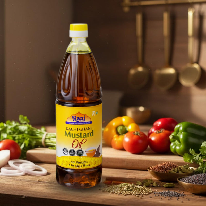 Rani Mustard Oil (Kachi Ghani) 33.8 Ounce (1 Liter) NON-GMO | Gluten Free | Vegan | 100% Natural