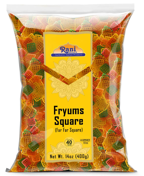 Rani Far Far / Fryums (Wheat & Tapioca Pellet) Square Shape 14oz (400g) ~ Vegan, Kosher, Uncooked, Used to Make Papad, Bhungra / Chip Snack