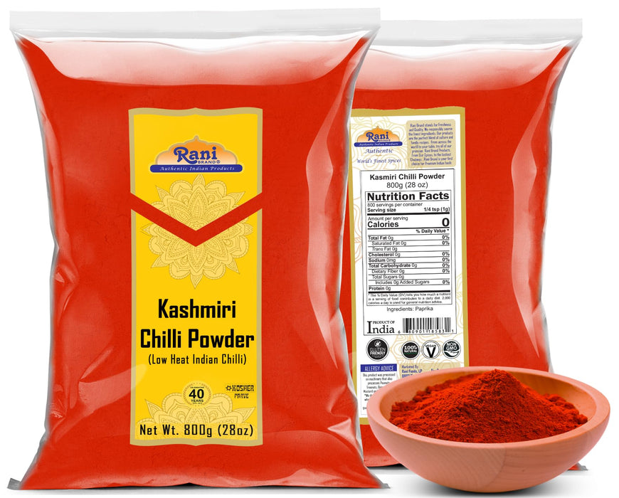 Rani Kashmiri Chilli Powder (Deggi Mirch, Low Heat) Ground Indian Spice 28oz (800g) ~ All Natural | Salt-Free | Vegan | Gluten Friendly | NON-GMO | Kosher | Perfect for Deviled Eggs & Other Low Heat Dishes