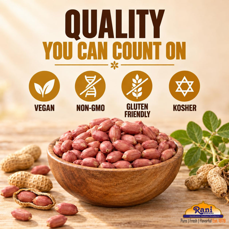 Rani Peanuts, Raw Whole With Skin (uncooked, unsalted) 80oz (5lbs) 2.27kg Bulk ~ All Natural | Vegan | Kosher | Gluten Friendly | Fresh Product of USA
