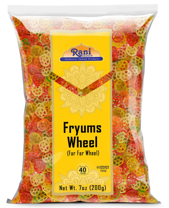 Rani Far Far/Fryums (Wheat & Tapioca Pellet) Wheel Shape 7oz (200g) ~ Vegan, Kosher, Uncooked, Used to Make Papad, Bhungra/Chip Snack