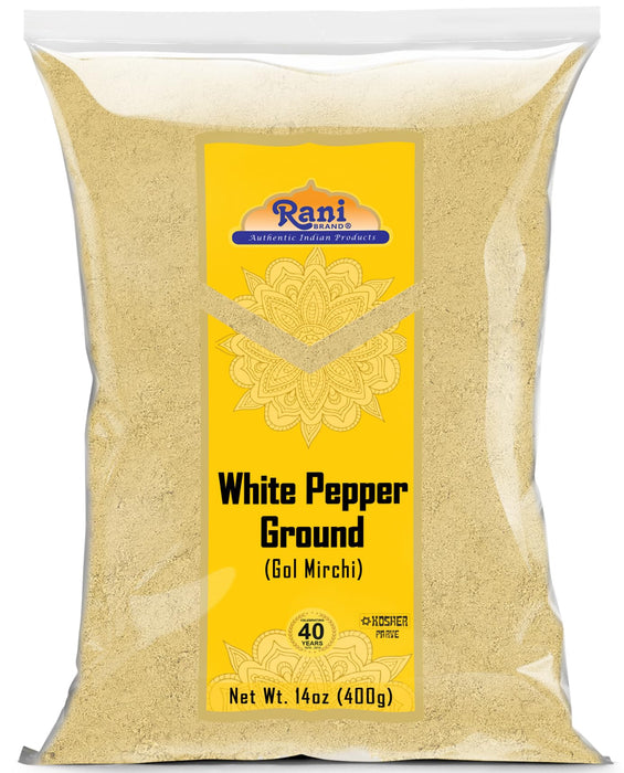 Rani White Pepper (Gol Mirch), Ground Spice 14oz (400g) ~ All Natural | Vegan | Gluten Friendly | NON-GMO | Kosher | Indian Origin