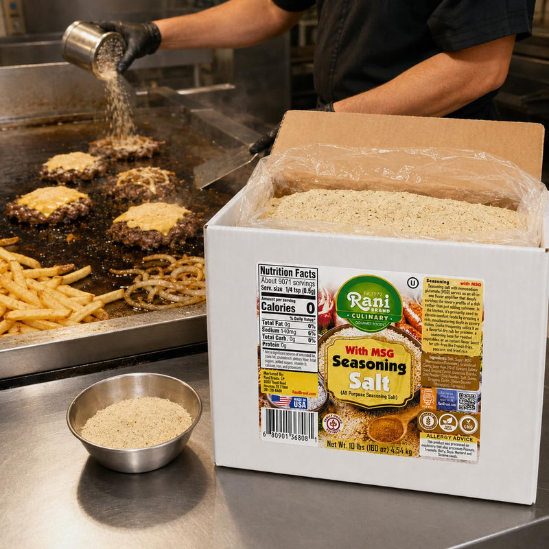 Rani Seasoning Salt with MSG (All Purpose Seasoning Salt) 160oz (10lbs) 4.54kg Bulk Box ~ Gluten Free | NON-GMO | Kosher | Vegan | Sodium Free | Product of USA