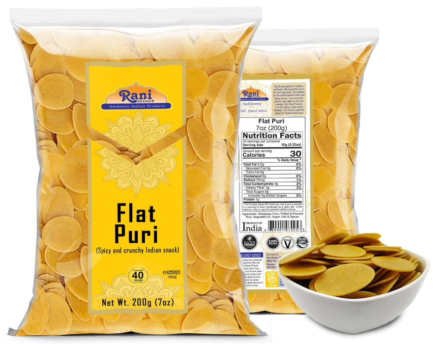 Rani Pani Puri Coins 7oz (200g) 80-85 Coins ~ Uncooked, Microwaveable wheat and Semolina Coins ~ All Natural | Vegan | NON-GMO | Kosher