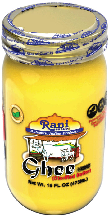 Rani Ghee Pure & Natural from Grass Fed Cows (Clarified Butter) 16oz (1lb) 454g ~ Glass Jar | Paleo & Keto Friendly | Gluten Free | Kosher | Product of USA