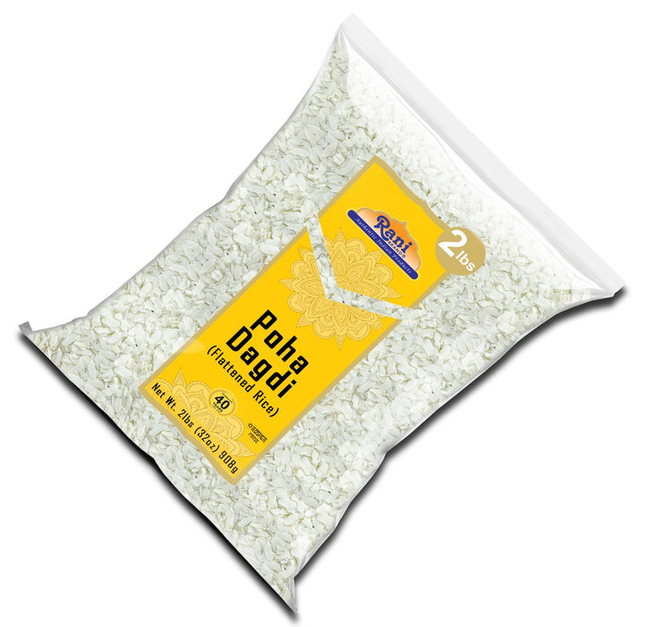 Rani Poha (Powa) Extra Thick Dagadi-Cut (Flattened Rice) 32oz (2lbs) 908g Bulk ~ All Natural, Salt-Free | Vegan | Kosher | No Colors | Gluten Friendly | Indian Origin