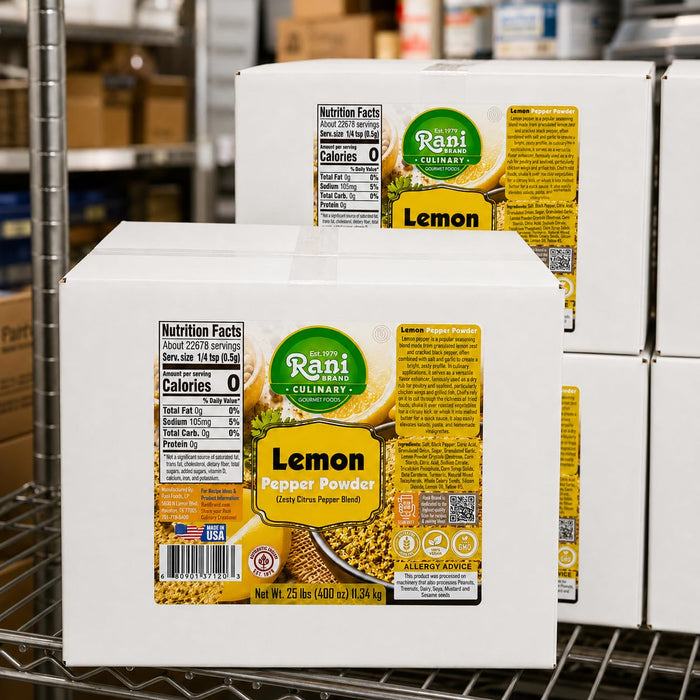 Rani Lemon Pepper Powder (Zesty Citrus Pepper Blend) 400oz (25lbs) 11.34kg Bulk Box ~ Gluten Free | NON-GMO | Kosher | Vegan | Product of USA