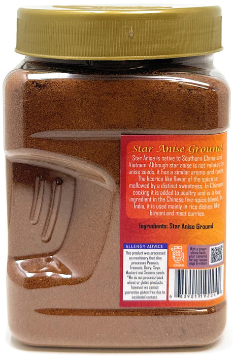 Rani Star Anise Powder (Badian Khatai) Ground Spice 14oz (400g) PET Jar ~ All Natural | Gluten Friendly | NON-GMO | Kosher | Vegan | Indian Origin