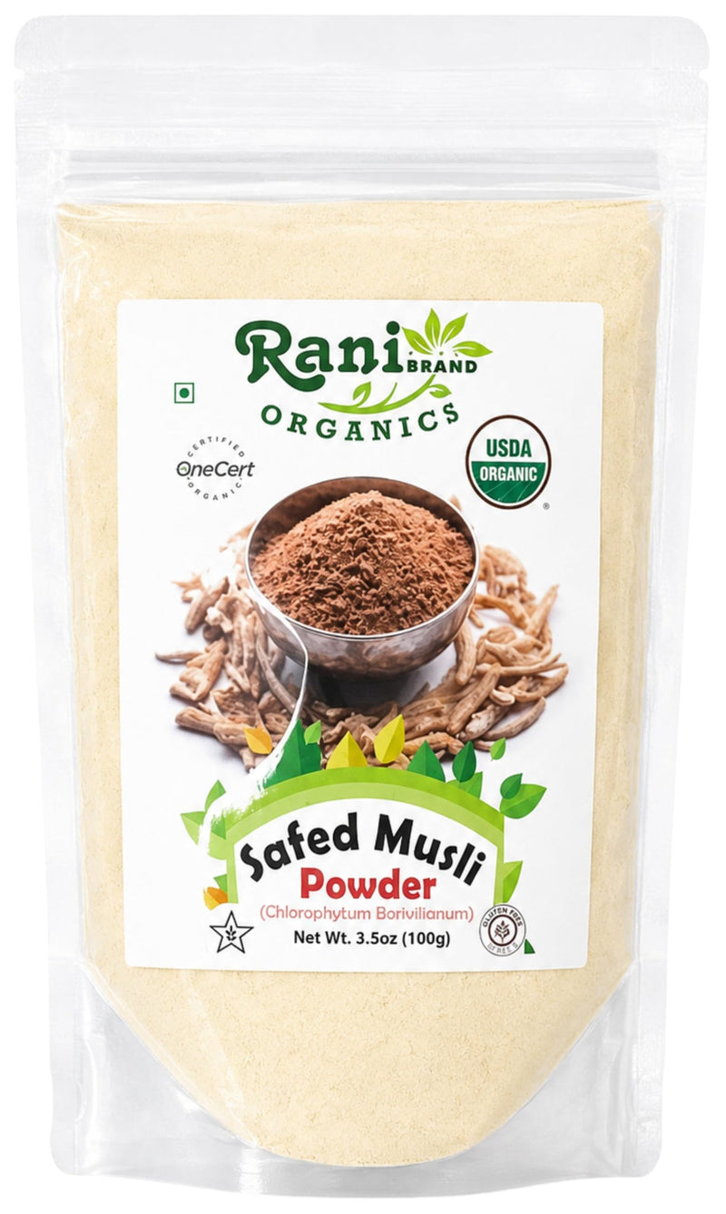 Rani Organic Safed Musli Powder 3.5oz (100g) ~ All Natural | Vegan | Gluten Friendly | NON-GMO | Indian Origin | USDA Certified Organic