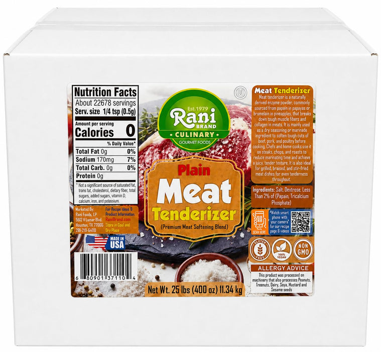 Rani Plain Meat Tenderizer (Premium Meat Softening Blend) 400oz (25lbs) 11.34kg Bulk Box ~ Gluten Free | NON-GMO | Kosher | Vegan | Product of USA