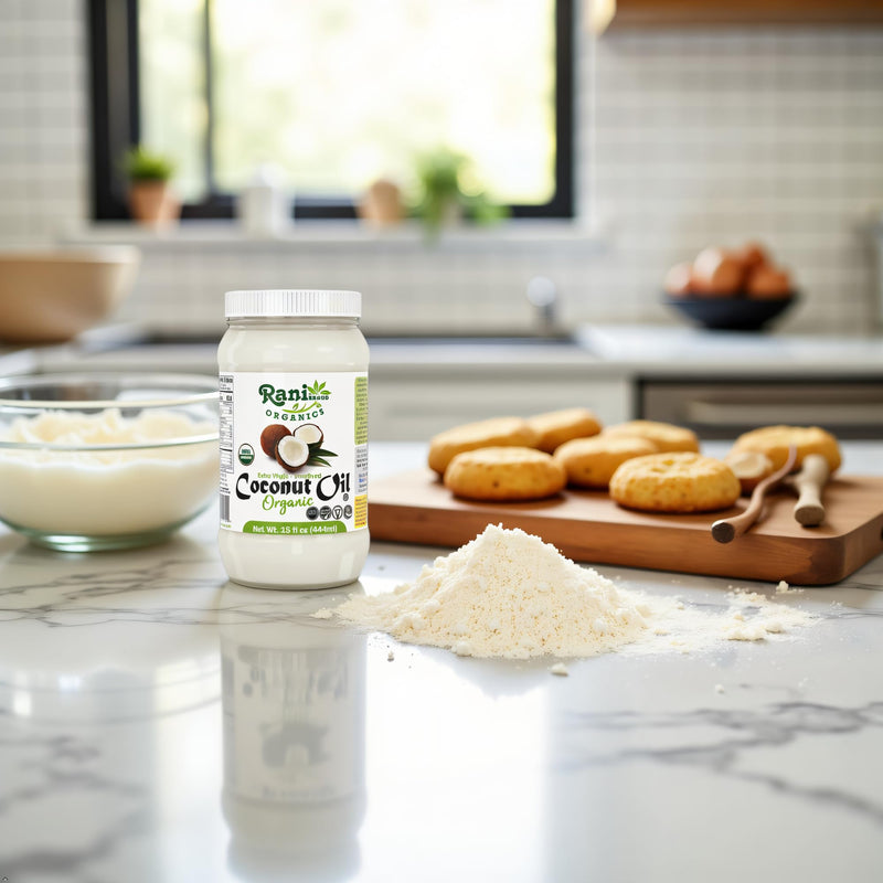 Rani Organic Extra Virgin Coconut Oil, Unrefined 15 fl oz (444ml) Cold Pressed, NON-GMO | Gluten Free | Kosher | Vegan | 100% Natural | Packed in USA | USDA Certified Organic