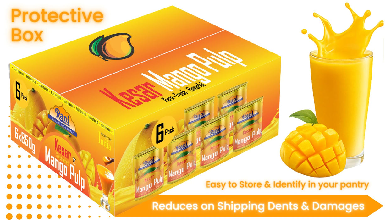 Rani Mango Pulp Puree (Kesar Sweetened) 30oz (1.875lbs) 850g Pack of 2 ~ Kosher | All Natural | NON-GMO | Vegan | No colors | Gluten Friendly