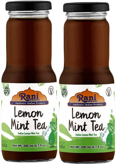 Rani Lemon Mint Tea 6.7 fl oz (200 ml) Glass Bottle, Pack of 2 ~ Indian Fruit Beverage | Vegan | Gluten Free | NON-GMO | Indian Origin