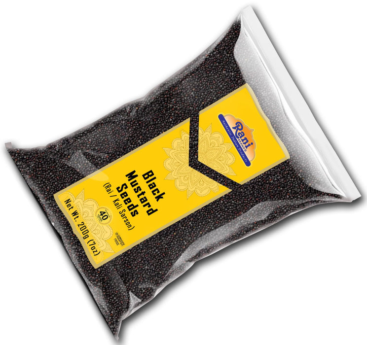 Rani Black Mustard Seeds Whole Spice (Kali Rai) 7oz (200g) ~ All Natural | Gluten Friendly | NON-GMO | Kosher | Vegan