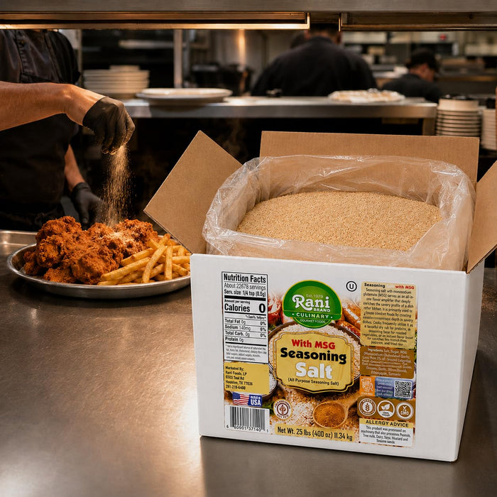 Rani Seasoning Salt with MSG (All Purpose Seasoning Salt) 400oz (25lbs) 11.34kg Bulk Box ~ Gluten Free | NON-GMO | Kosher | Vegan | Sodium Free | Product of USA
