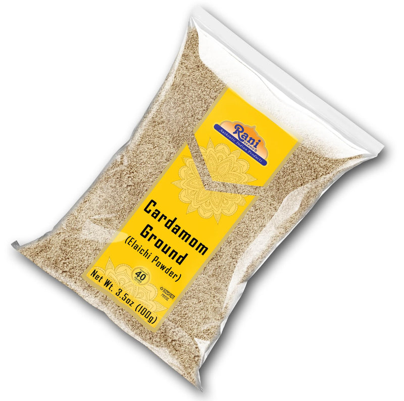 Rani Cardamom (Elachi) Ground, Powder Indian Spice 3.5oz (100g) ~ All Natural | No Color added | Gluten Friendly | Vegan | NON-GMO | Kosher | No Salt or filler