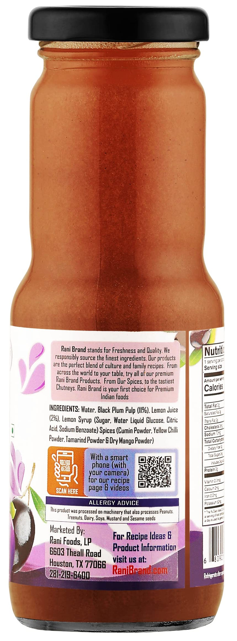 Rani Jamun Shikanji 6.7 fl oz (200 ml) Glass Bottle, Pack of 2 ~ Indian Fruit Beverage | Vegan | Gluten Free | NON-GMO | Indian Origin