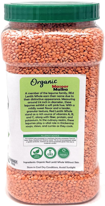 Rani Organic Masoor Gota (Football) Indian Red Lentils Skinless 64oz (4lbs) 1.81kg Bulk ~ All Natural | Gluten Friendly | NON-GMO | Kosher | Vegan | Indian Origin