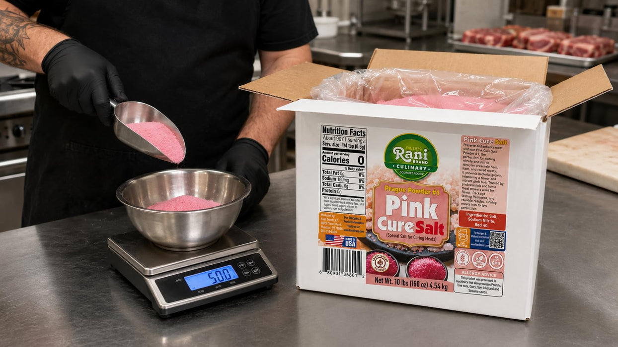 Rani Pink Cure Salt (Special Salt for Curing Meats) 160oz (10lbs) 4.54kg Bulk Box ~ Gluten Free | NON-GMO | Kosher | Vegan | Product of USA
