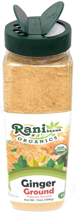 Rani Organic Ginger (Adarak) Powder Ground, Spice 14oz (400g) PET Jar ~ All Natural | Vegan | Gluten Friendly | NON-GMO | Kosher | Indian Origin | USDA Certified Organic