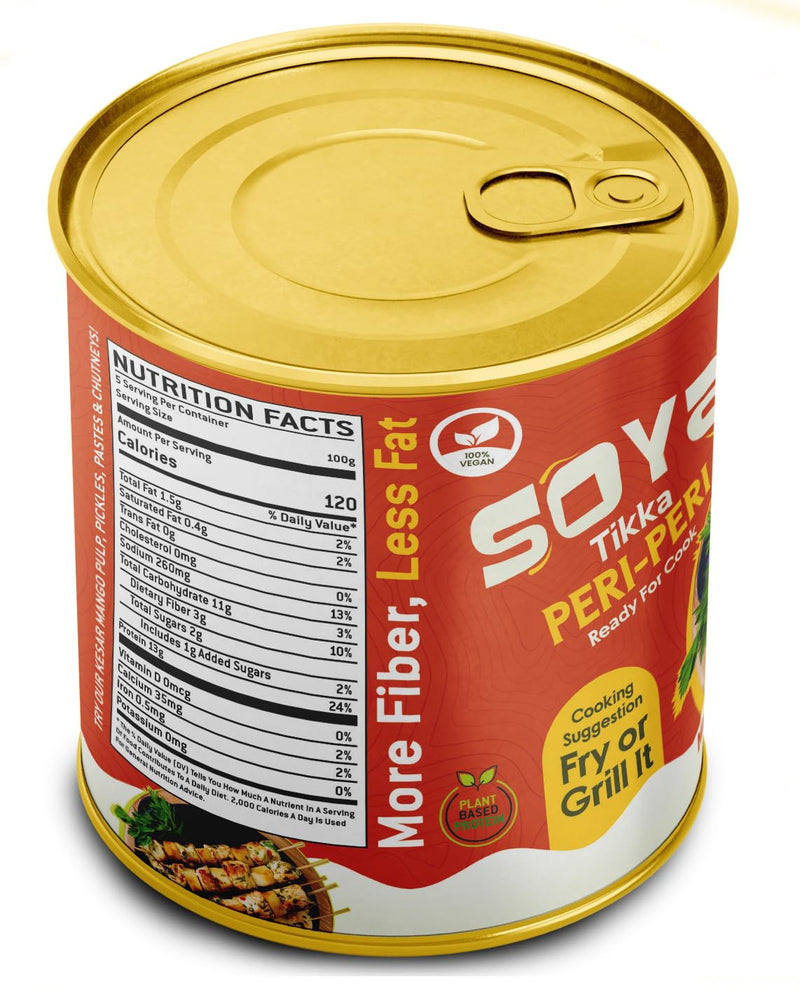 Rani Soya Tikka Peri-Peri 30oz (1.875lbs) 850g, Pack of 2, Ready for Cook ~ Easy Open Lid | All Natural | Vegan | No Colors | NON-GMO | Kosher | Indian Origin | Soy Based Meat Substitute