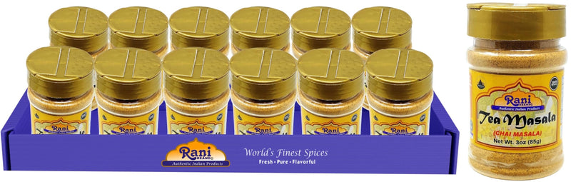 Rani Tea (Chai) Masala Indian Spice Blend 3oz (85g) PET Ja, Pack of 12 ~ All Natural | Vegan | Gluten Friendly | Salt & Sugar Free | NON-GMO | No Colors | Indian Origin