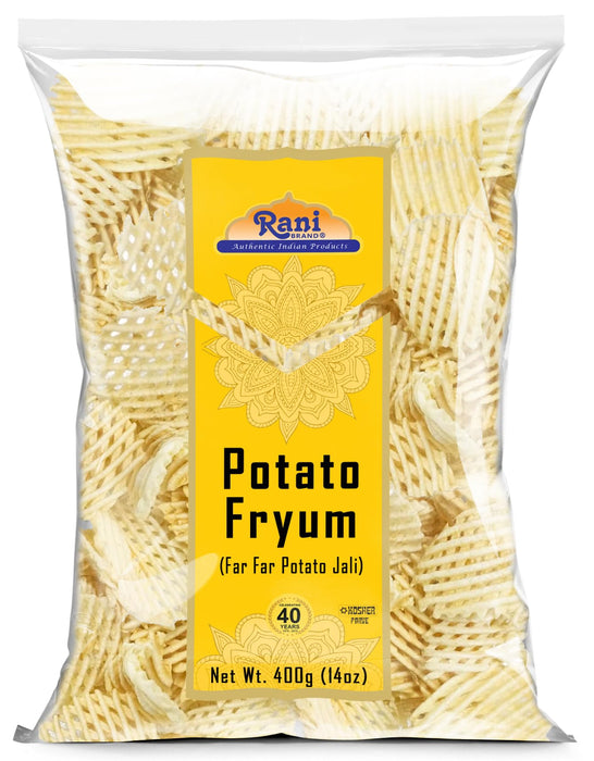 Rani Far Far / Fryums (Wheat & Tapioca Pellet) Potato Jhali 14oz (400g) ~ Vegan, Kosher, Uncooked, Used to Make Papad, Bhungra / Chip Snack