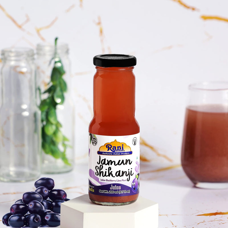 Rani Jamun Shikanji 6.7 fl oz (200 ml) Glass Bottle, Pack of 2 ~ Indian Fruit Beverage | Vegan | Gluten Free | NON-GMO | Indian Origin