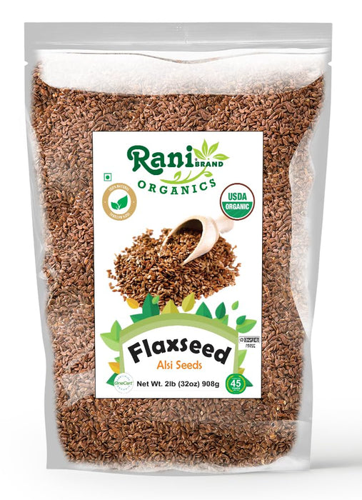 Rani Organic Flax Seeds Whole Raw (Alsi, Linum usitatissimum) 32oz (2lbs) 908g ~ All Natural | Gluten Friendly | Non-GMO | Kosher | Vegan | Indian Origin | USDA Certified Organic