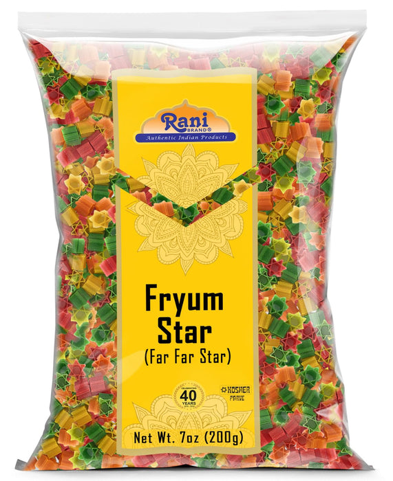 Rani Far Far / Fryums (Wheat & Tapioca Pellet) Star Shape 7oz (200g) ~ Vegan, Kosher, Uncooked, Used to Make Papad, Bhungra / Chip Snack