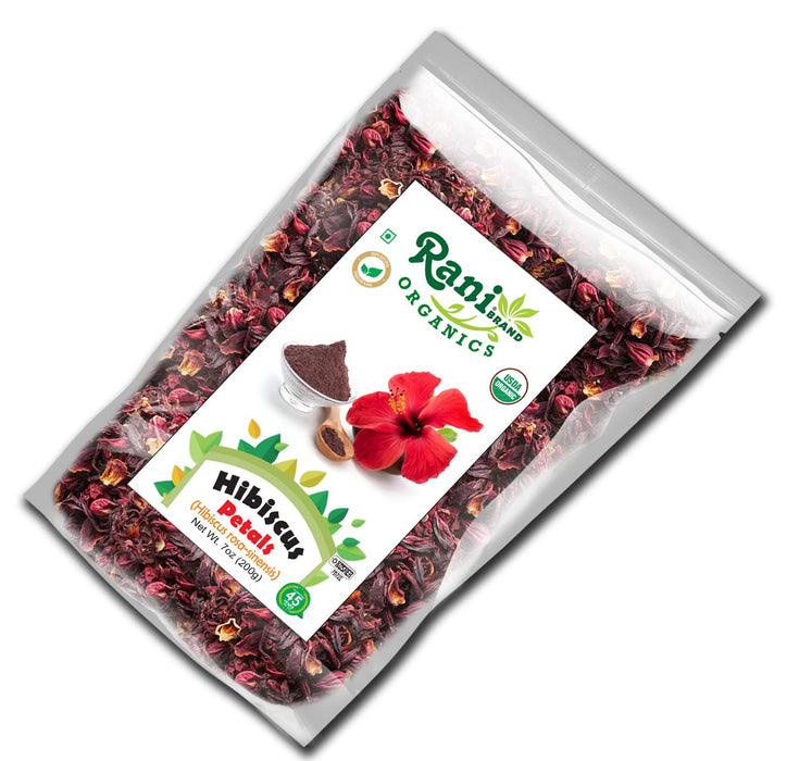 Rani Organic Hibiscus Powder (Hibiscus Rosa-sinensis) 7oz (200g) ~ All Natural | No Color | Gluten Friendly | Vegan | Non-GMO | Kosher | No Salt or fillers | Indian Origin | USDA Organic Certified