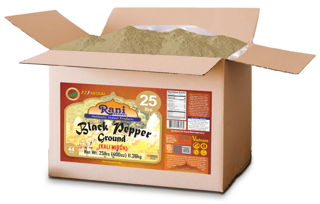 Rani Black Pepper Fine Powder 80 Mesh, 400oz (25lbs) 11.36kg Bulk Box ~ All Natural | Vegan | Gluten Friendly | NON-GMO | Kosher