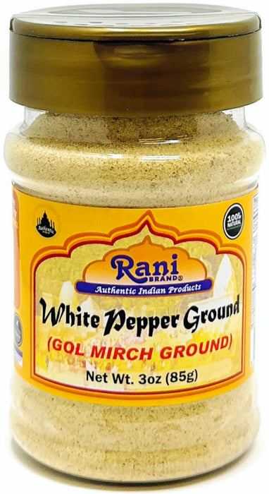 Rani White Pepper (Peppercorns) Ground, Spice 3oz (85g) ~ All Natural | Vegan | Gluten Friendly | NON-GMO | Kosher | Indian Origin