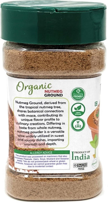 Rani Organic Nutmeg (Jaiphul) Ground Powder Spice 3oz (85g) PET Jar ~ All Natural | Vegan | Gluten Friendly | NON-GMO | Kosher | Indian Origin | USDA Certified Organic