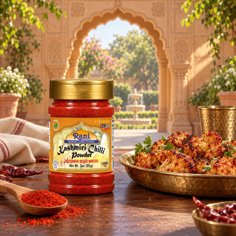 Rani Kashmiri Chili Powder (Deggi Mirch) 3 oz (85 g) Jar - Mild, Low Heat, Rich Red Color for Tandoori, Curry & Deviled Eggs | All Natural, Salt-Free, Vegan, Kosher