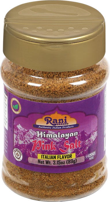 Rani Himalayan Pink Salt Italian Flavor (84 Essential Trace Minerals) 3.15oz (89g) PET Jar ~ All Natural | Vegan | Gluten Friendly | NON-GMO | Indian Origin