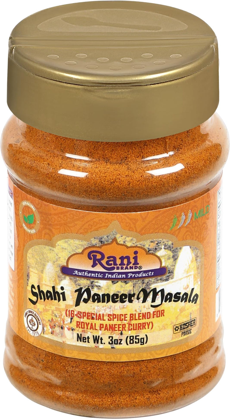 Rani Shahi Paneer Masala (16-Special Spice Blend for Royal Paneer Curry) 3oz (85g) PET Jar ~ Shaker Top For Your Paneer Curry | All Natural | Vegan | Gluten Friendly | NON-GMO | Indian Origin