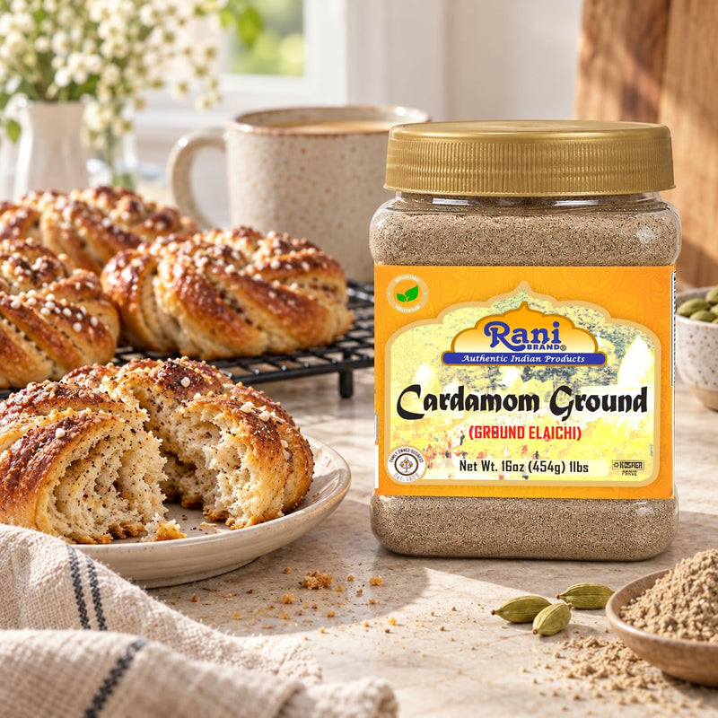 Rani Cardamom (Elachi) Ground, Powder Indian Spice 16oz (1lb) 454g PET Jar ~ All Natural | No Color Added | Gluten Friendly | Vegan | NON-GMO | Kosher | No Salt or Fillers