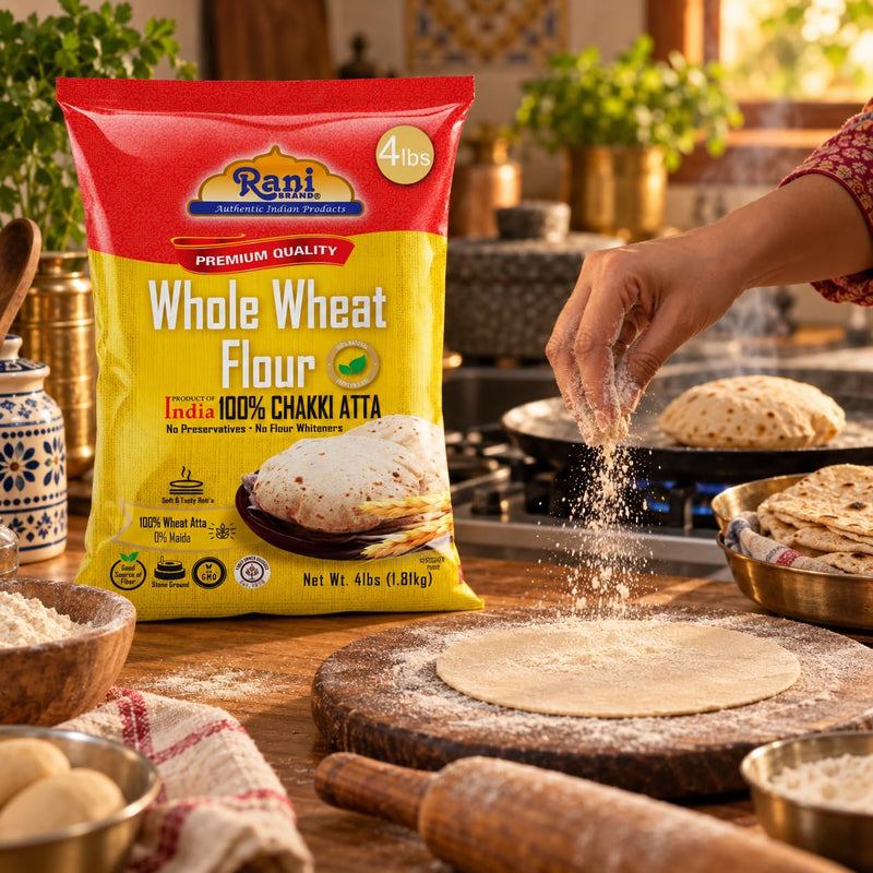 Rani Chapati Flour (100% Pure Whole Wheat Chakki Atta), For Making Roti & Indian Breads 64oz (4lbs) 1.81kg Bulk ~ All Natural | Vegan | No Salt or Colors | NON-GMO | Kosher | Indian Origin
