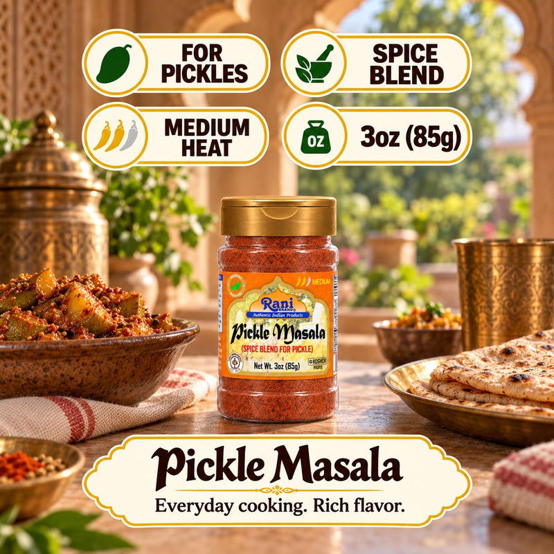 Rani Pickle (Achar) Masala Natural Indian Spice Blend 3oz (85g) PET Jar ~ All Natural | Vegan | Gluten Friendly | NON-GMO | No colors | Indian Origin