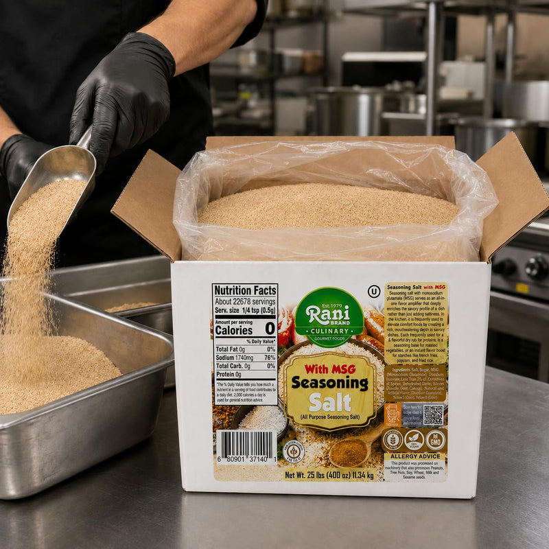 Rani Seasoning Salt with MSG (All Purpose Seasoning Salt) 400oz (25lbs) 11.34kg Bulk Box ~ Gluten Free | NON-GMO | Kosher | Vegan | Sodium Free | Product of USA