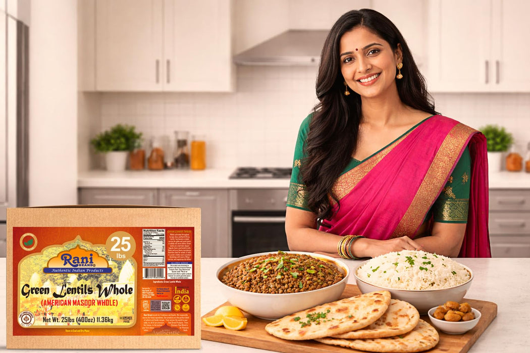 Rani Green Lentils Whole 400oz (25lbs) 11.36kg Bulk Box ~ All Natural | Vegan | Gluten Friendly | Non-GMO | Kosher | Product of USA