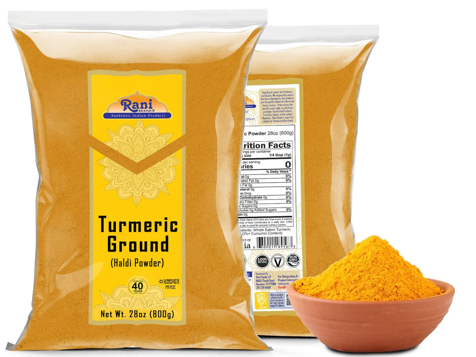 Rani Turmeric (Haldi) Root Powder Spice, (High Curcumin Content) 28oz (800g) ~ All Natural | 100% Pure, Salt Free | Vegan | Gluten Friendly | NON-GMO | Kosher | Indian Origin