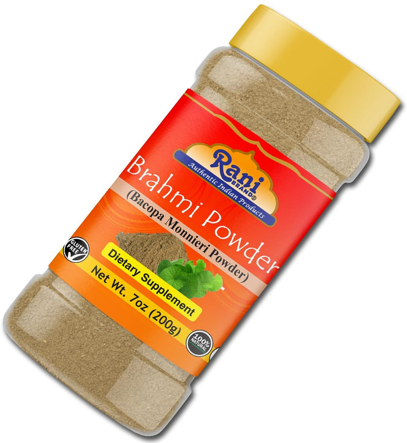 Rani Bacopa Monnieri (Waterhyssop) 7oz (200g) PET Jar ~ All Natural | No Color | Gluten Friendly | Vegan | Non-GMO | Kosher | No Salt or fillers | Indian Origin